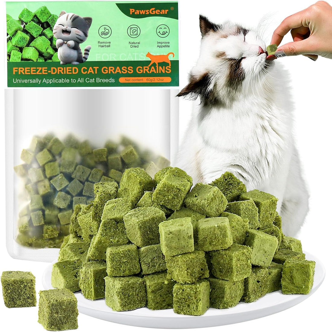 60g/2.13oz Cat Grass Teething Toy Hairballs,Chew Treats