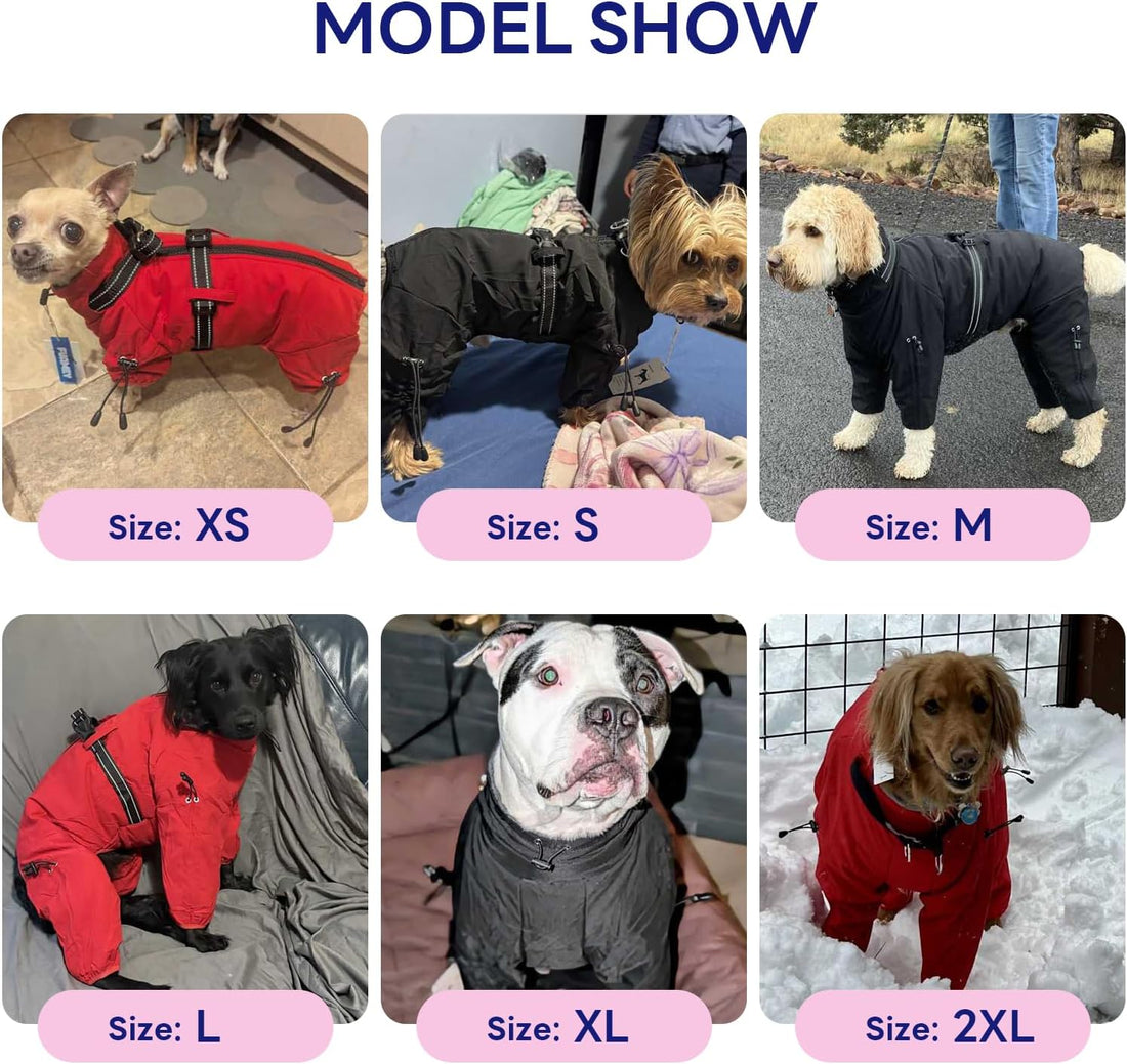 FUAMEY Full Body Dog Coat,Warm Dog Fleece Jackets with Harness Built