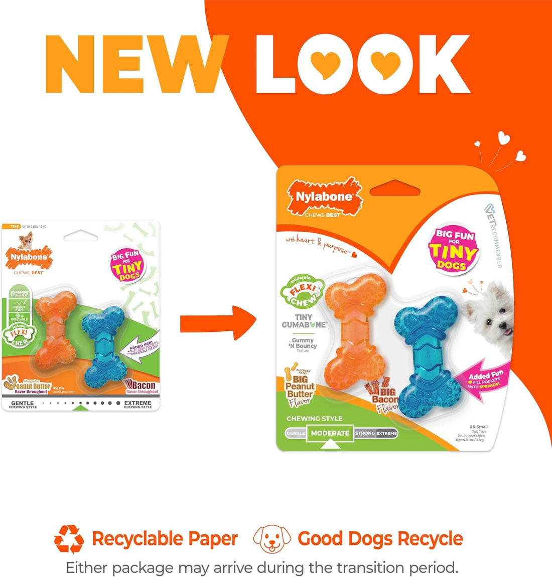 Nylabone Moderate Chew Flexi Chew Bone Peanut Butter & Bacon