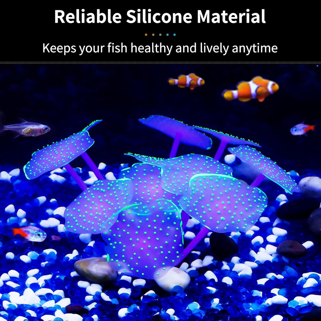 Uniclife Silicone Coral Plant Decorations Glowing Artificial Ornament
