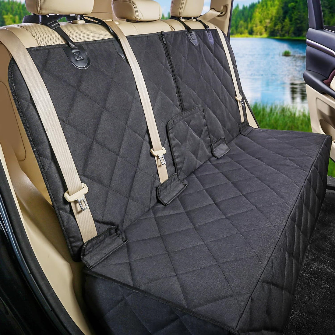 petalage Bench Dog Car Seat Cover for Back Seat Waterproof Seat