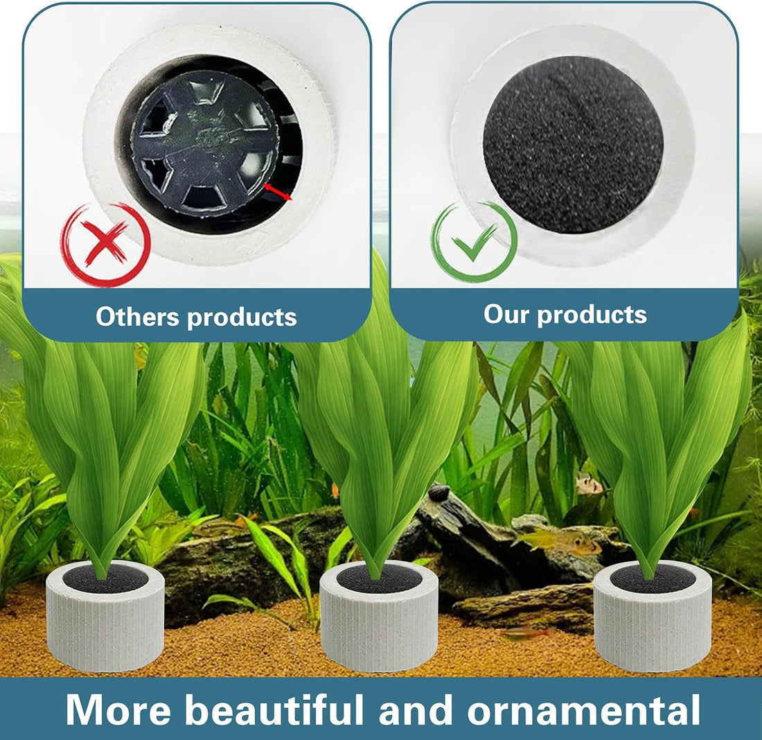 12 PCS Aquarium Plant Weight Ceramic Ring with Black Sponge