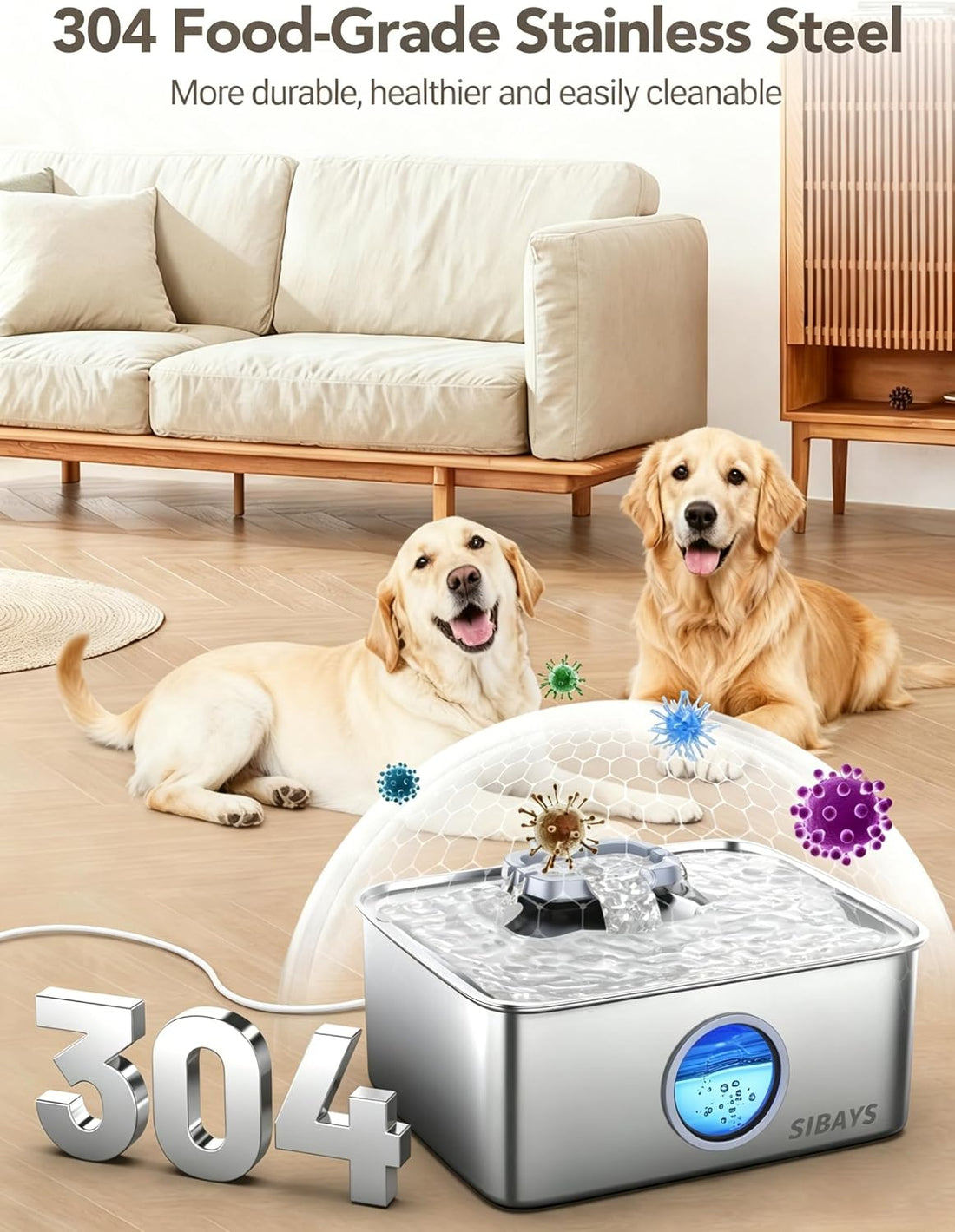 SIBAYS 4Gal/15L Dog Water Fountain