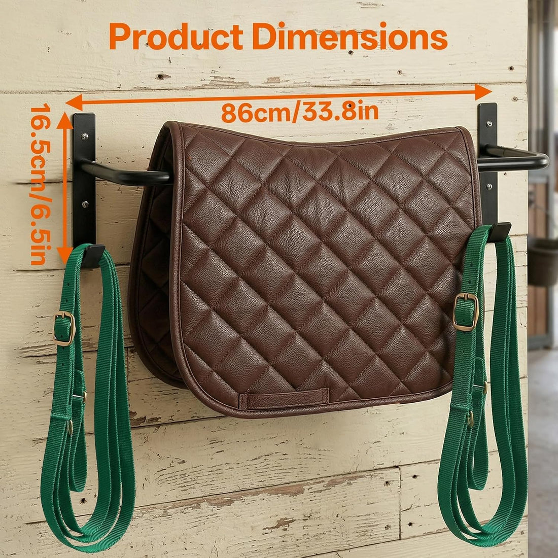 4 Pack Horse Blanket Rack, 34 Inch Wall Mounted Bar with Bridle Hooks