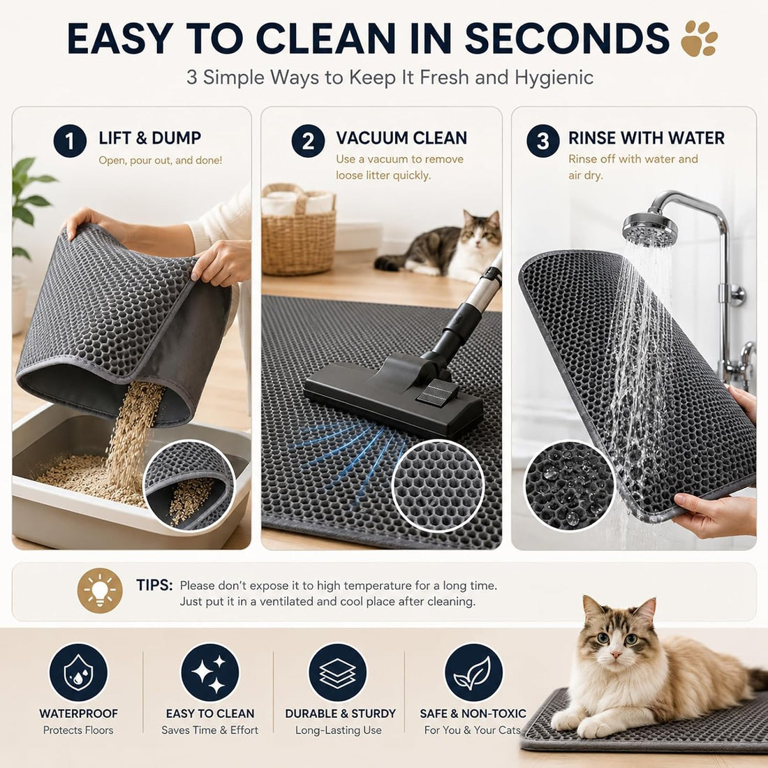Cat Litter Mat, 30" x 22" Extra-Large