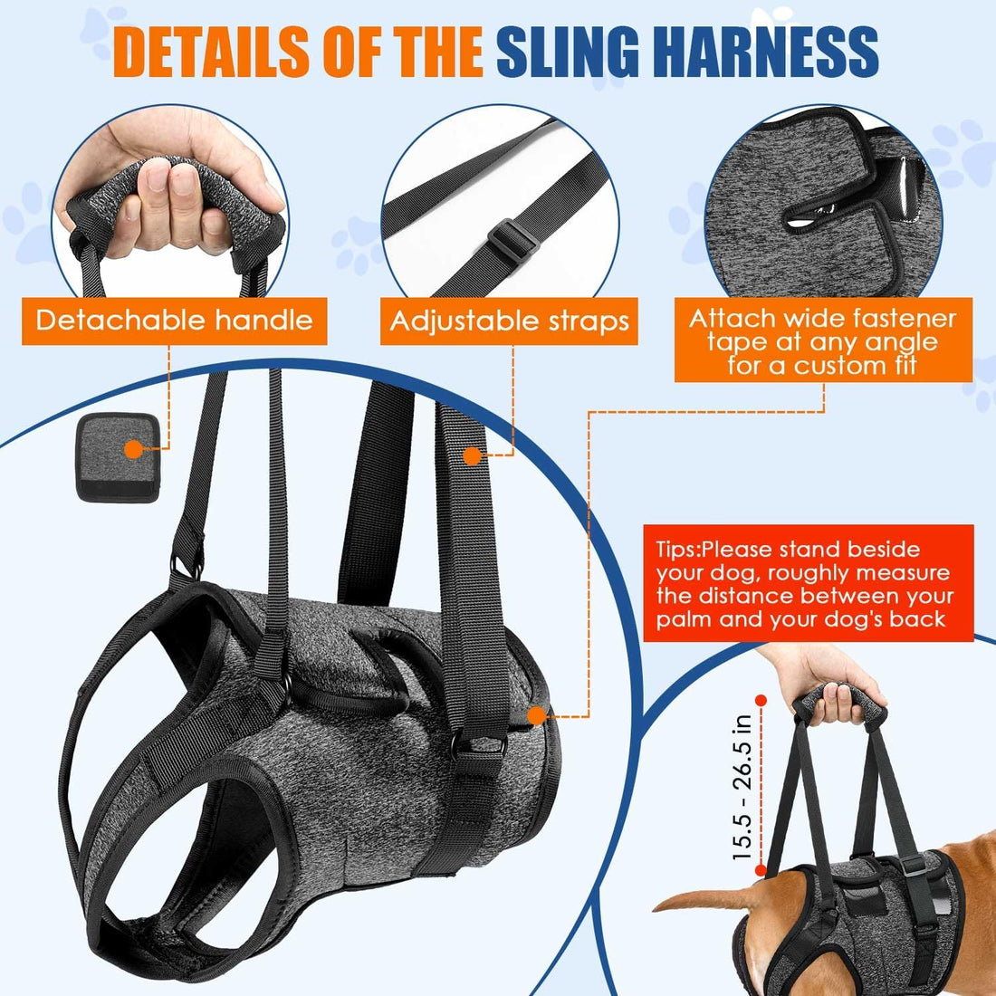 SlowTon Dog Lift Harness, Adjustable Dog Sling for Medium Large Dogs