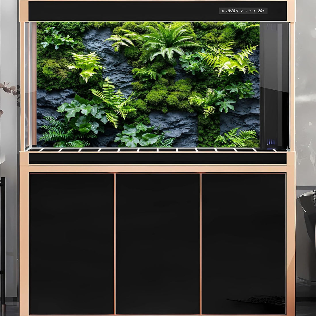 2 Packs Rock Wall Reptile Tank Background Lush Green Tropical Leaves