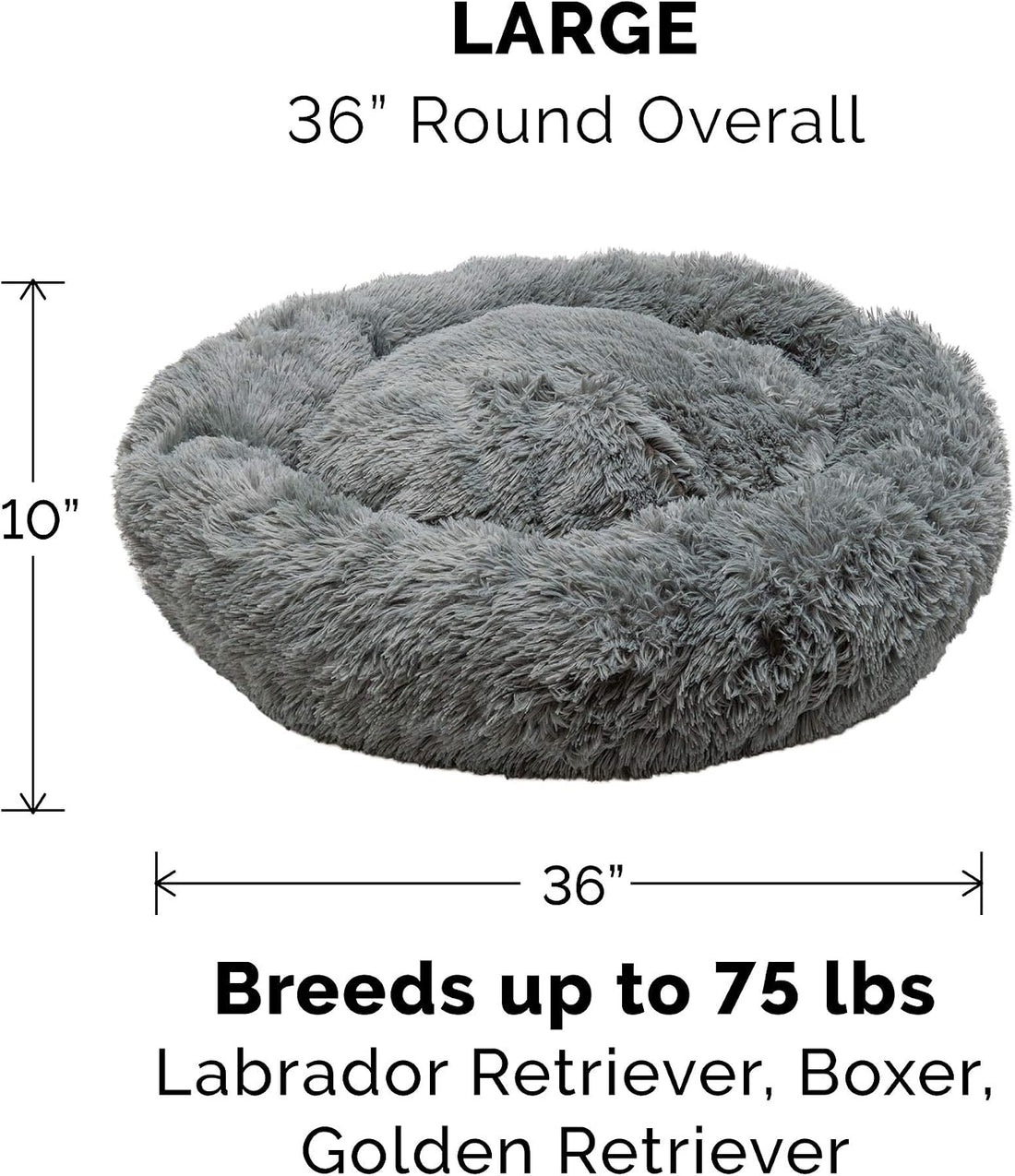 Furhaven Replacement Donut Dog Bed Cover Plush Long Faux Fur Calming