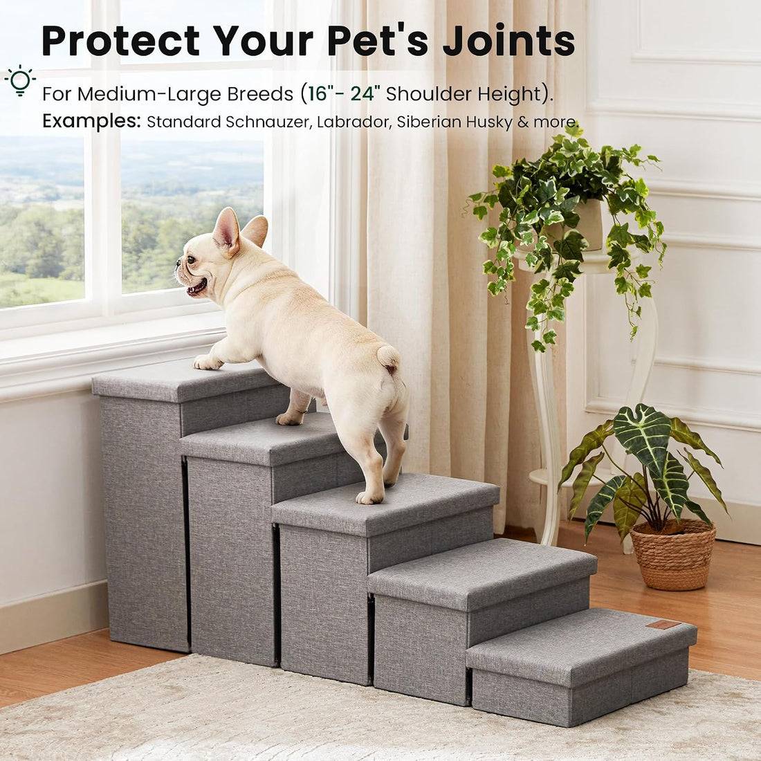 Love's cabin Foldable Dog Stairs with Storage for High Beds & Couches