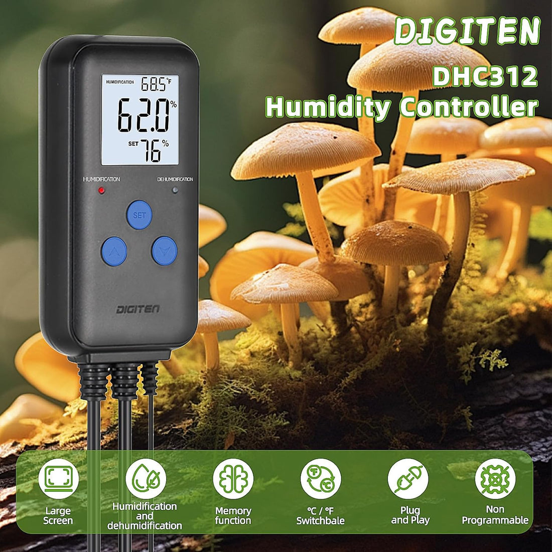 DIGITEN Humidity Controller with Temperature Display for Reptile