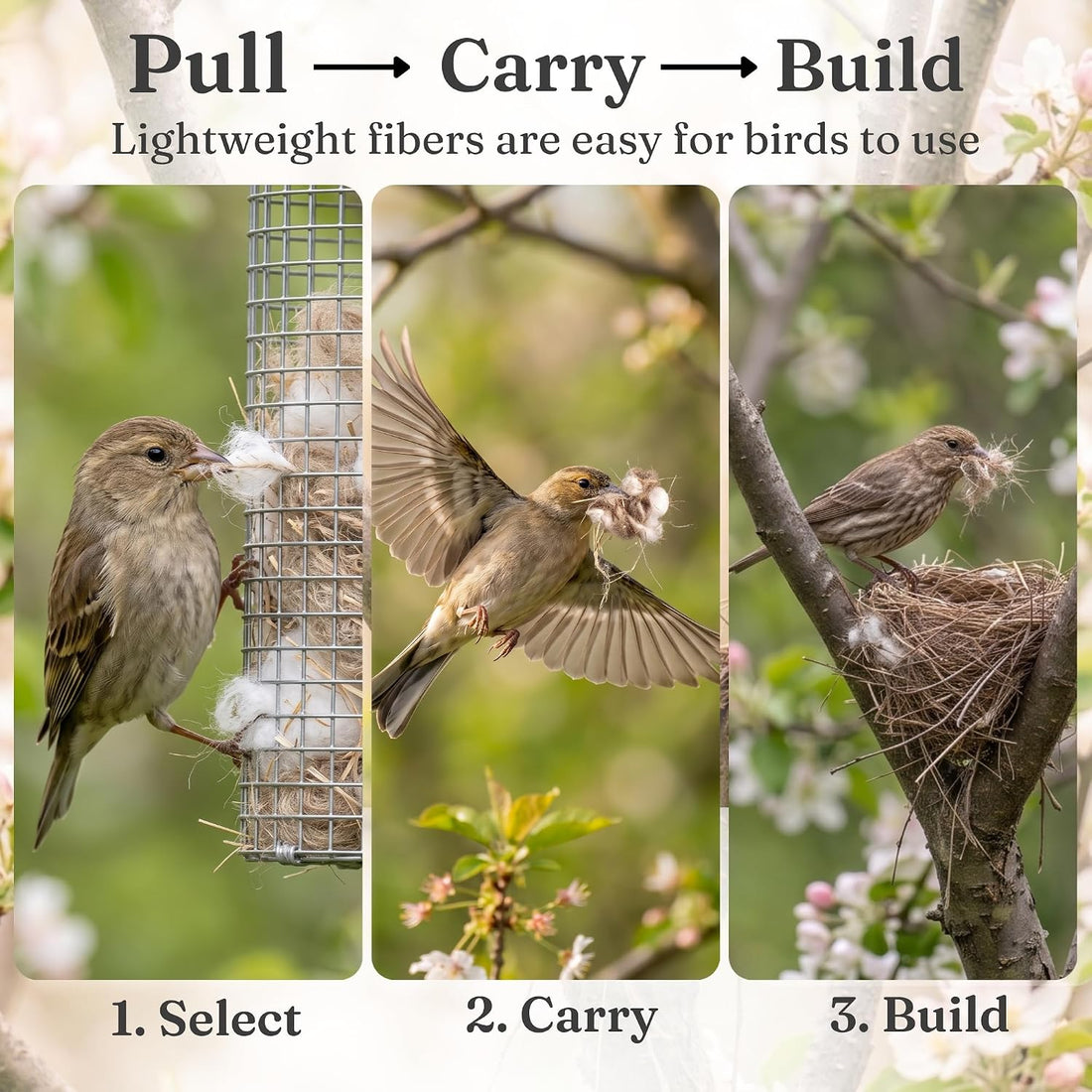 Natural Bird Nesting Material 3.6 oz Nest Bedding Supplies for Wild