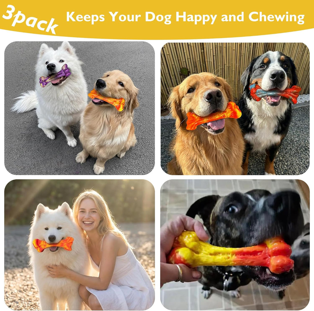 3-Pack Dog Chew Toys for Aggressive Chewers, Medium Large Breed