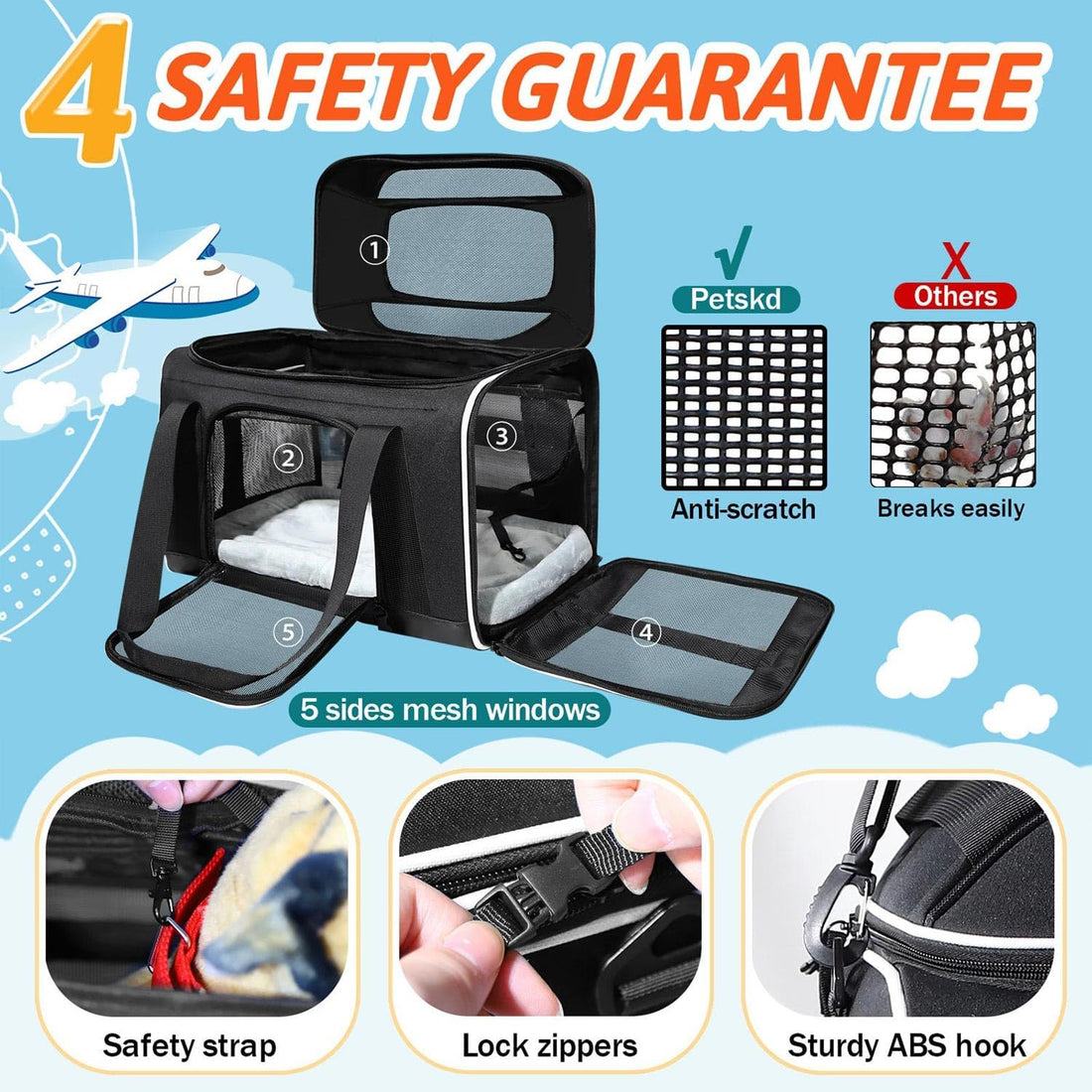 Petskd Top-Expandable Pet Carrier 18x11x11 Inches Delta American
