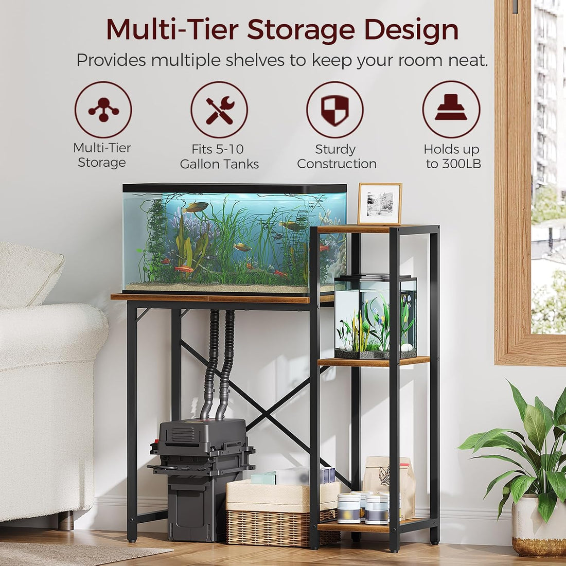MAHANCRIS 5-10 Gallon Fish Tank Stand