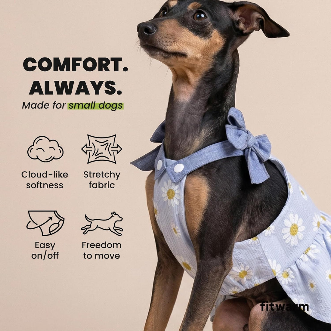 Fitwarm Daisy Dog Dress, Elegant Summer Clothes for Small Dogs Girl