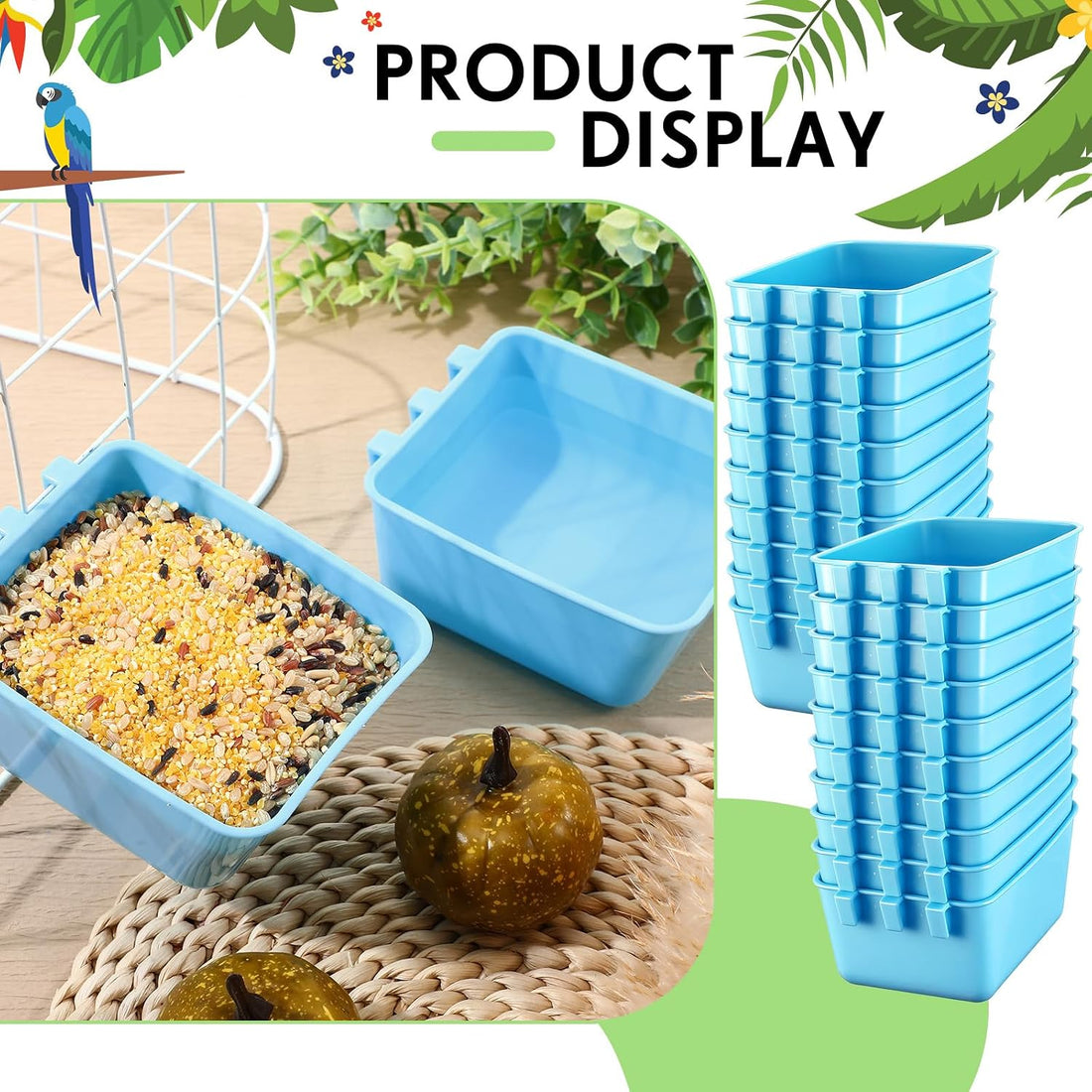 Maxdot 50 Pcs Cage Cups Chicken Feeder 16 oz Food Bowl