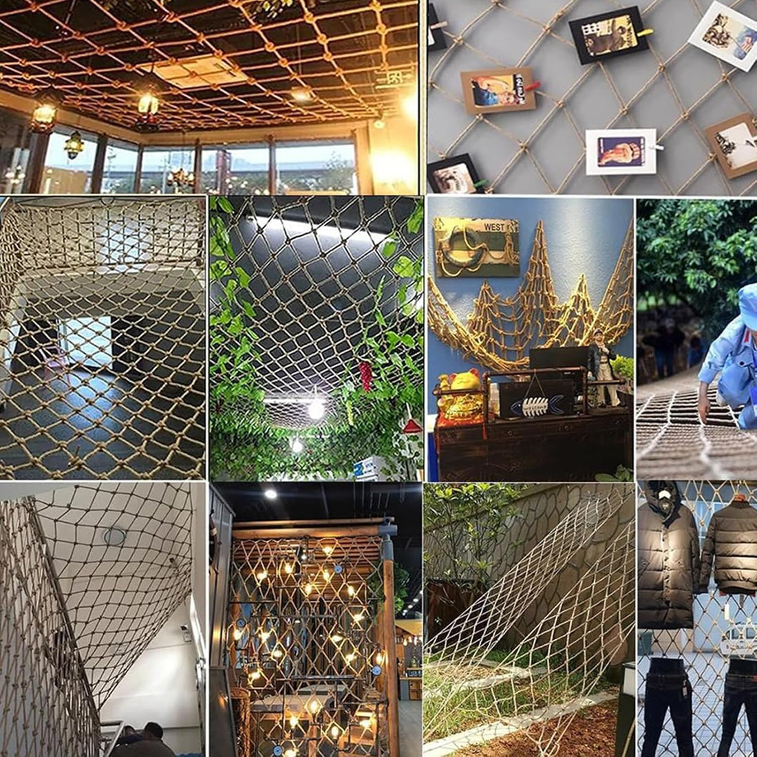HARERNET Jute Hemp Rope Net Balcony Safety Net for Kids Climbing