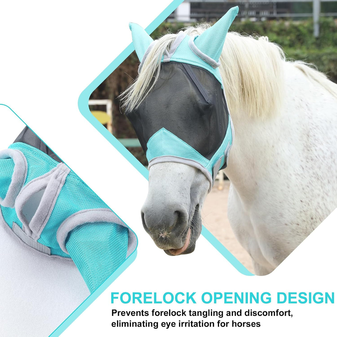 Horse Fly Mask with Ears, Full Face Equine Fly Mask UV Protection
