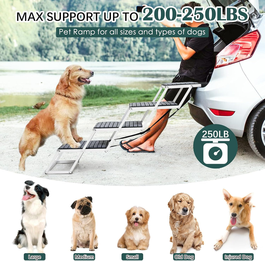 Joyrally Dog Steps for Car, Foldable 4-Step Stairs for SUVs and Trucks