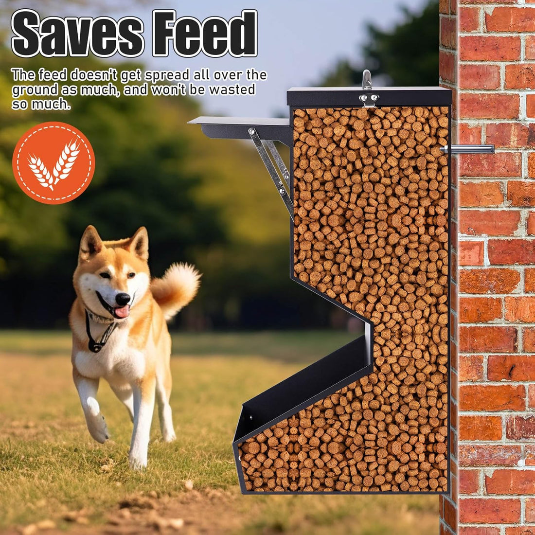 Outdoor Automatic Dog Feeder Large Breed 25 lbs Gravity Dog Feeder