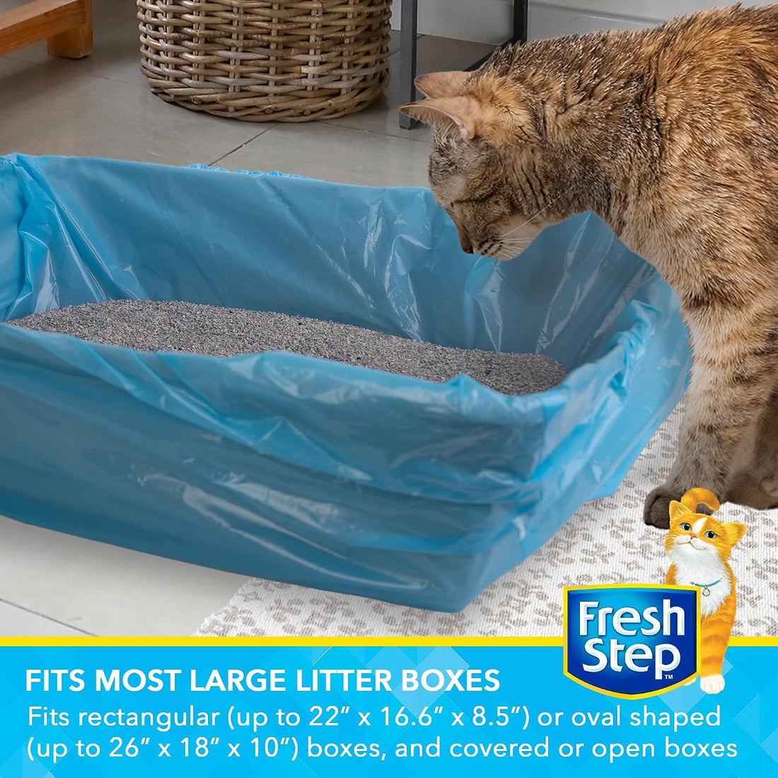 Fresh Step Drawstring Cat Litter Box Liners, Scented, 3 ft x 19 in