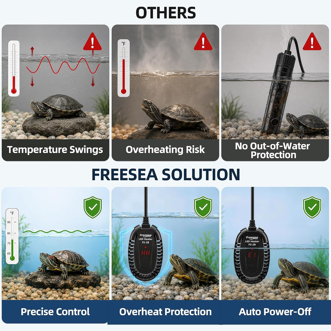FREESEA Adjustable Turtle Tank Heater
