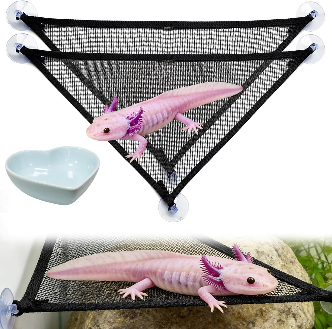 Axolotl Hammock for Aquarium with Feeding Bowl