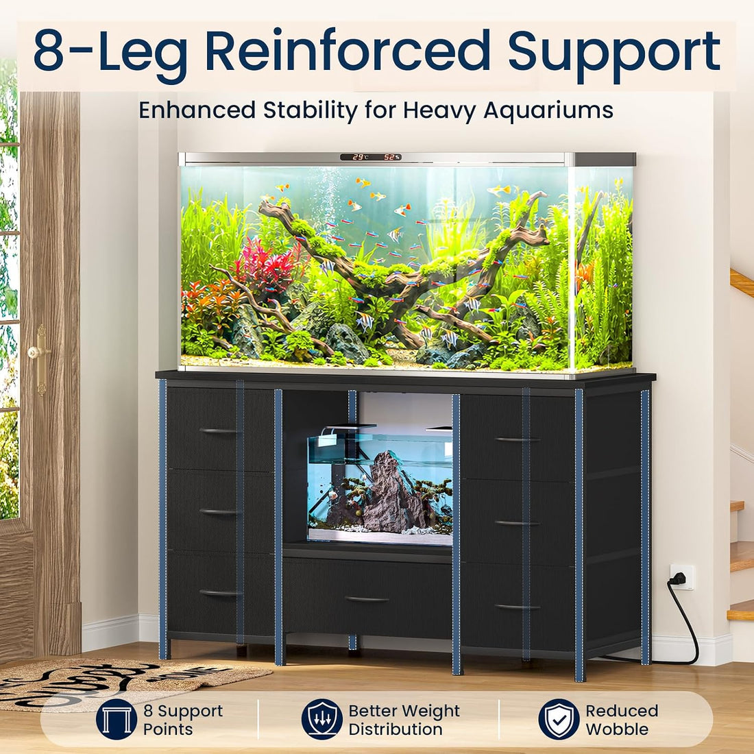 Snughome 55-75 Gallon Aquarium Stand with Power Outlet