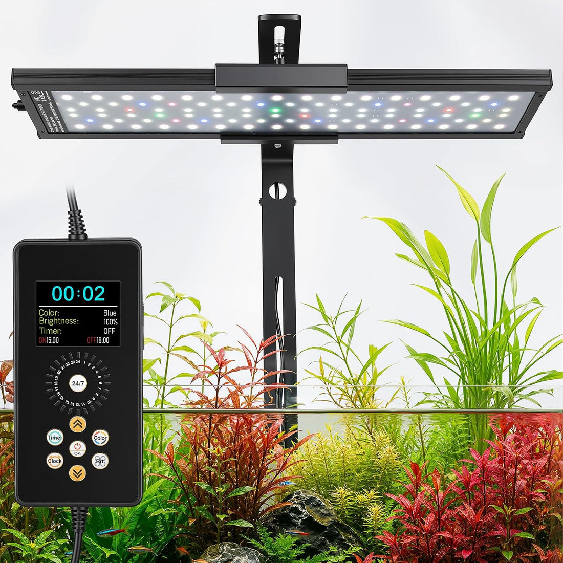 fishkeeper Clip on Aquarium Light for Plants, 6 Row LED Brightness