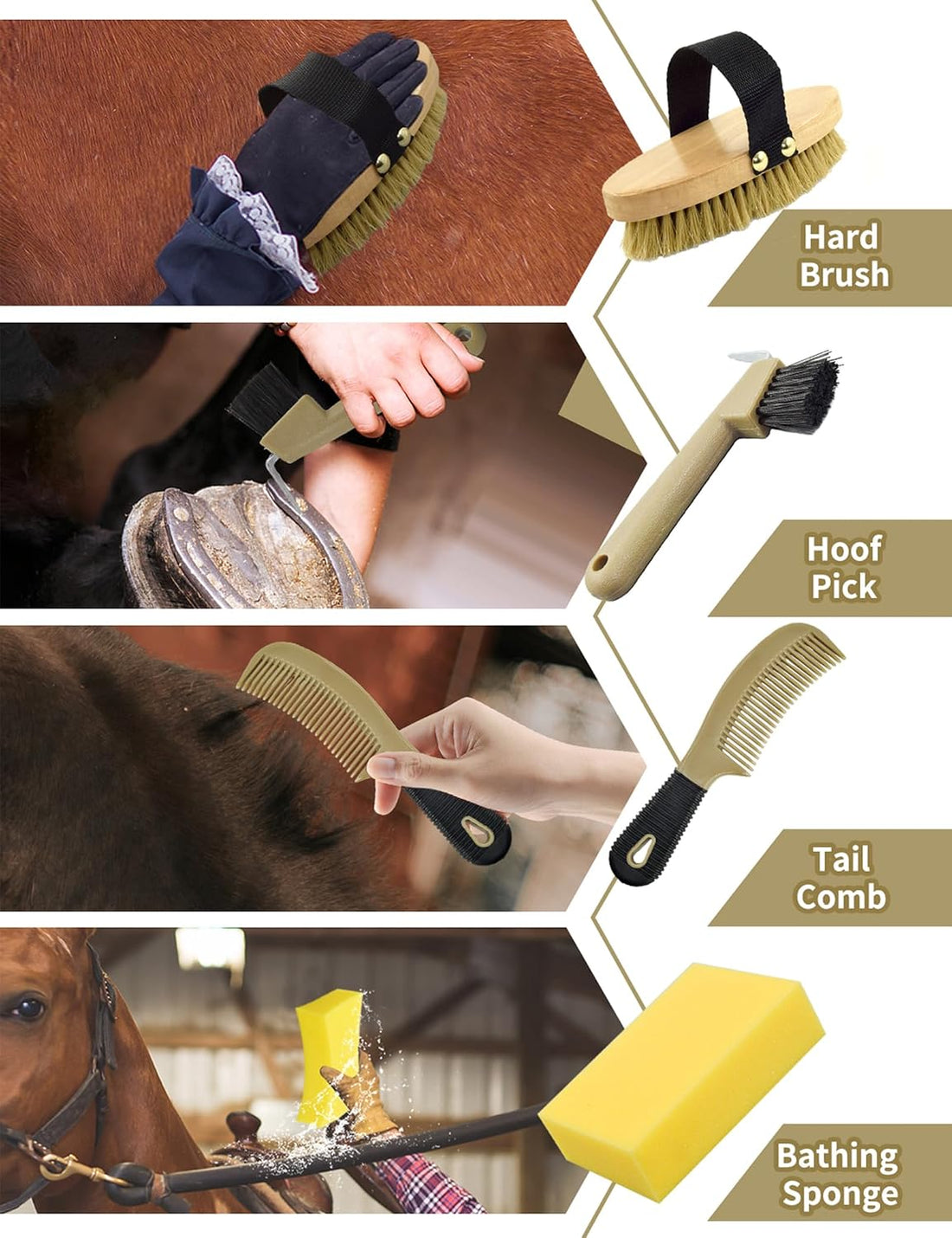Professional 10 Pieces Horse Grooming Kit with Tote Bag