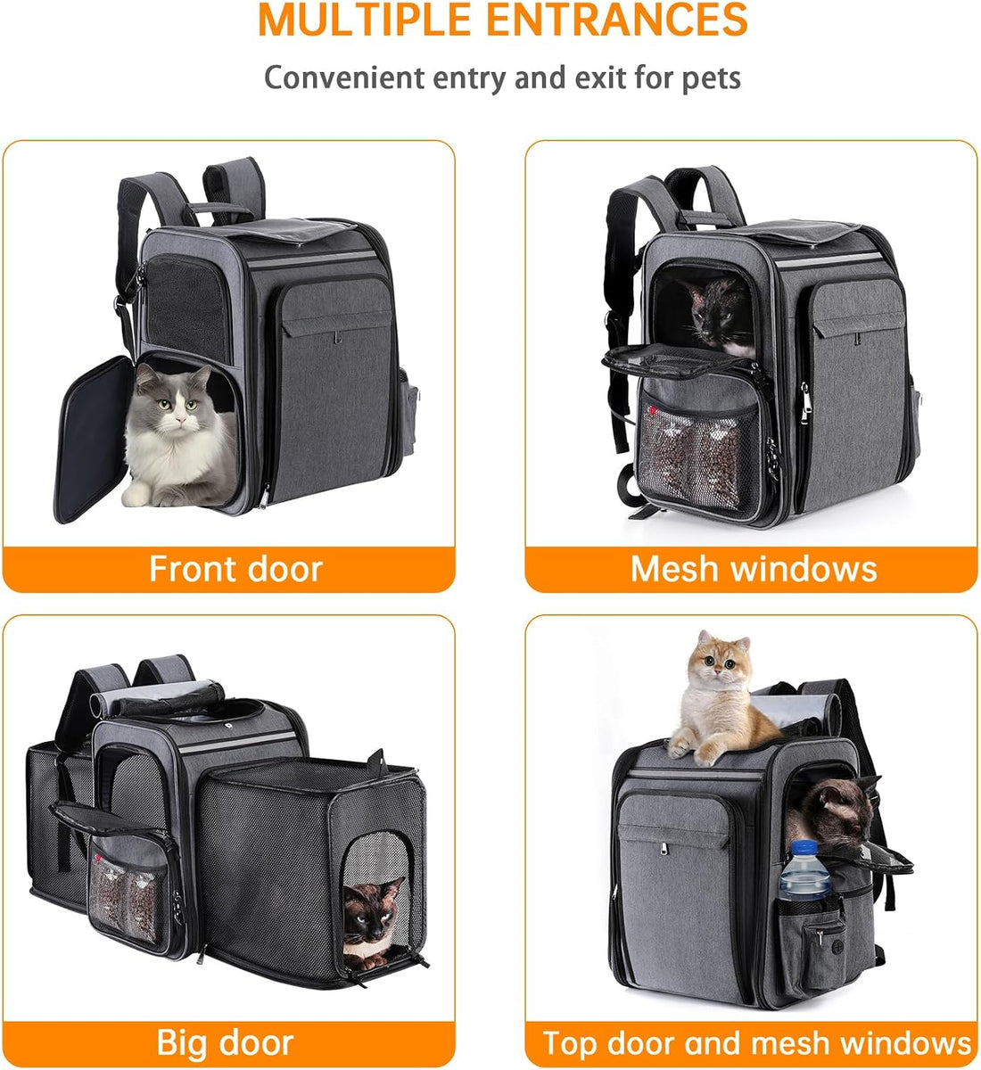 GROXKOX Cat Backpack Carrier,Double Side Expandable Cat Carrier