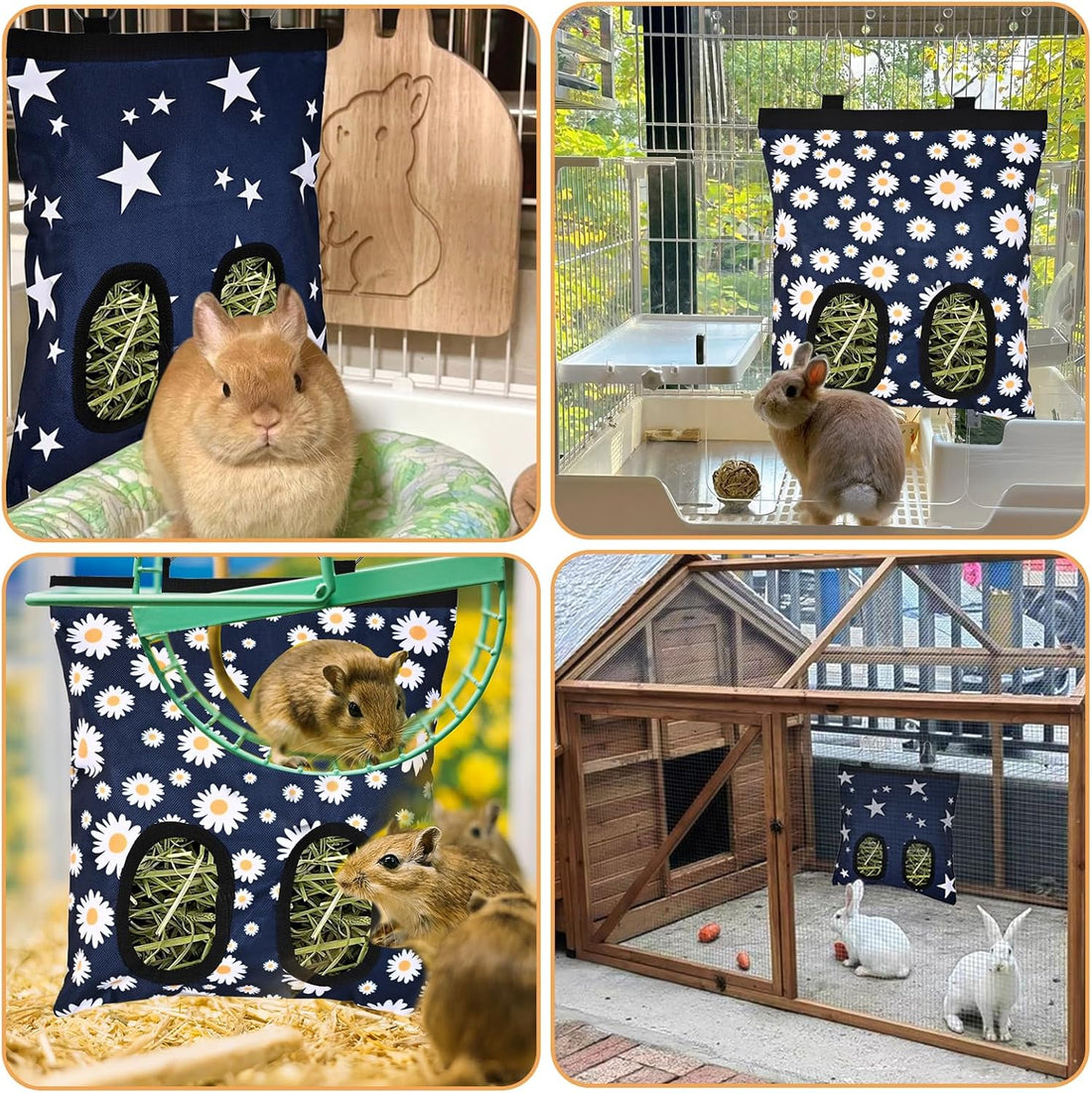 Upgraded Rabbits Hay Feeder Bag for Bunny, Guinea Pigs, Chinchillas