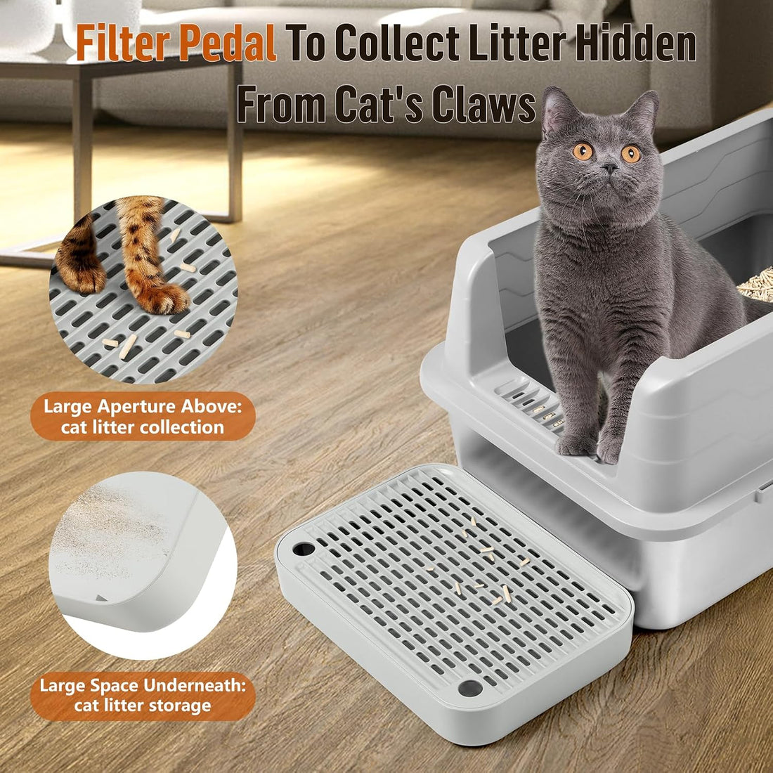 Cat Litter Box Step with Filter Function, Non-Slip Cat Step
