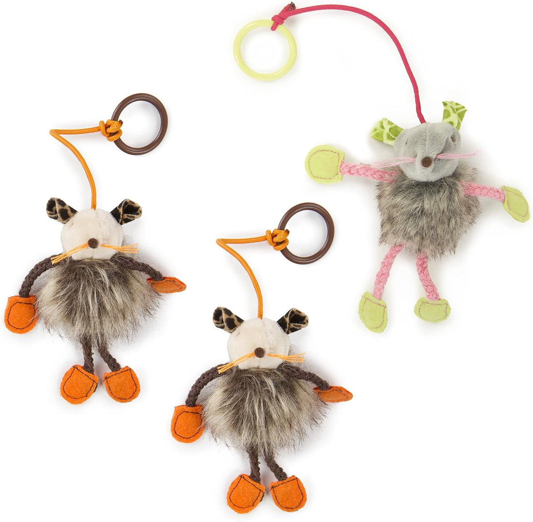 SmartyKat Bouncy Mouse Bungee Dangler Plush Cat Toys - Multi Color