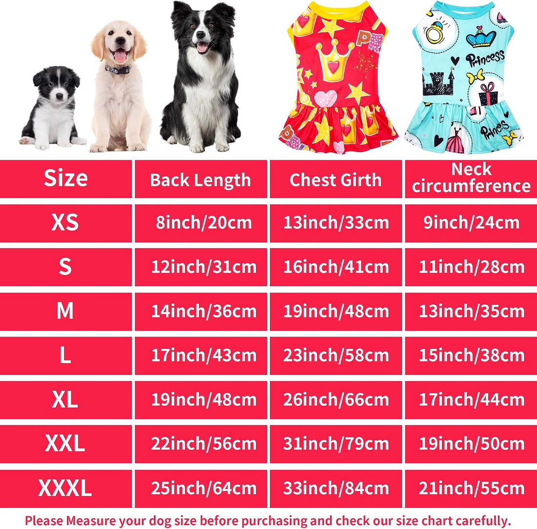2PCS Halloween Dog Dresses for Medium Dogs Skirts Sundress M