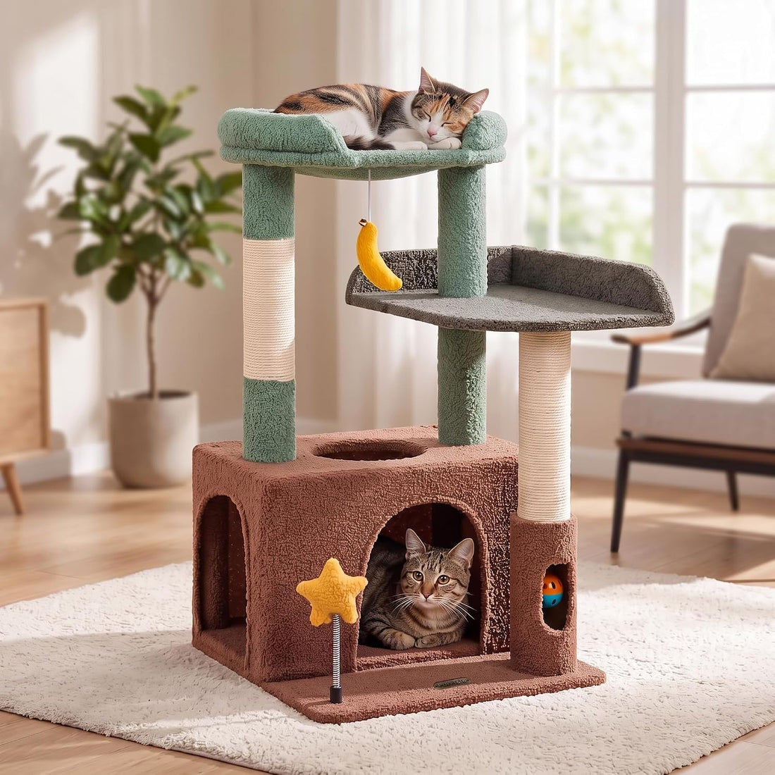 Small Cat Tree for Kittens, 30" Compact Cat Tower with Wide Base