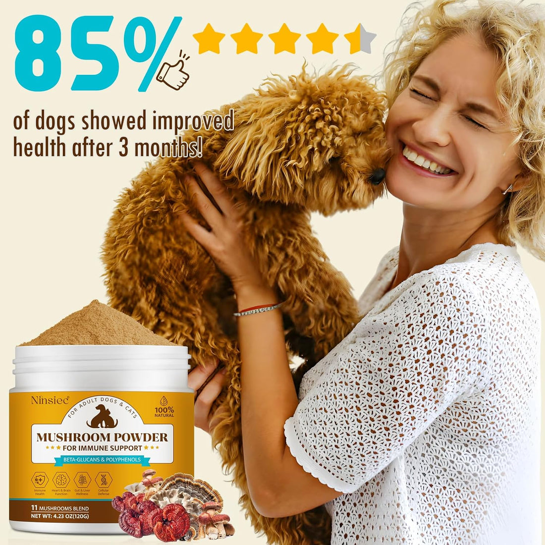Mushroom Supplement Powder for Dogs & Cats