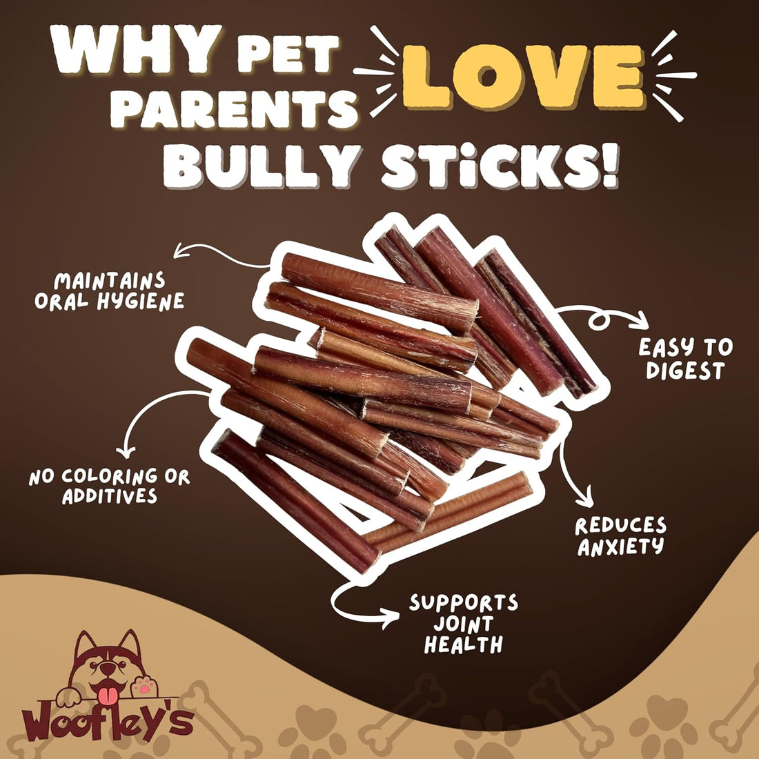 Woofley's 4-5" Bulk Bully Sticks - - Bully Sticks for Dogs