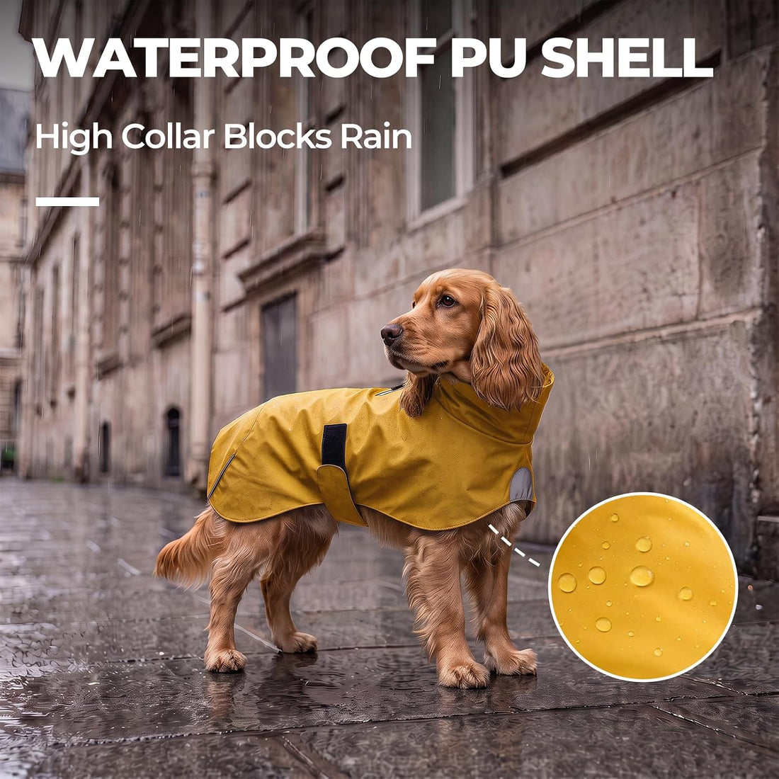 Easy-On PU Dog Raincoat, No Leg Holes
