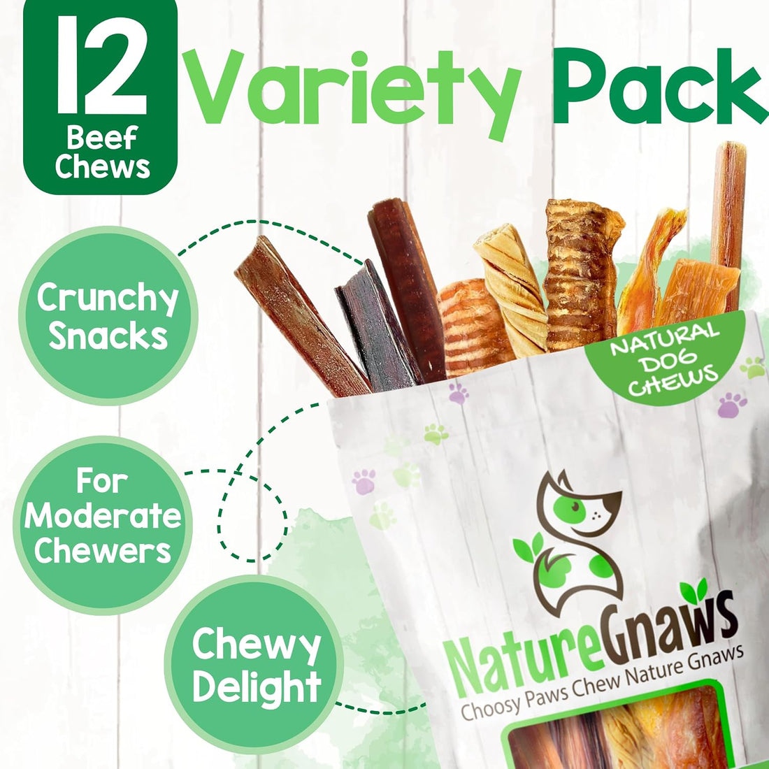 Nature Gnaws Variety Pack for Large Dogs - Bully Sticks