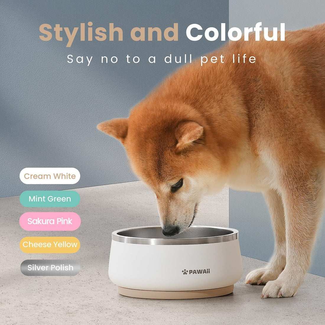 Pawaii Dog Bowl, 34 oz Double-Wall Stainless Steel Food and Water Bowl