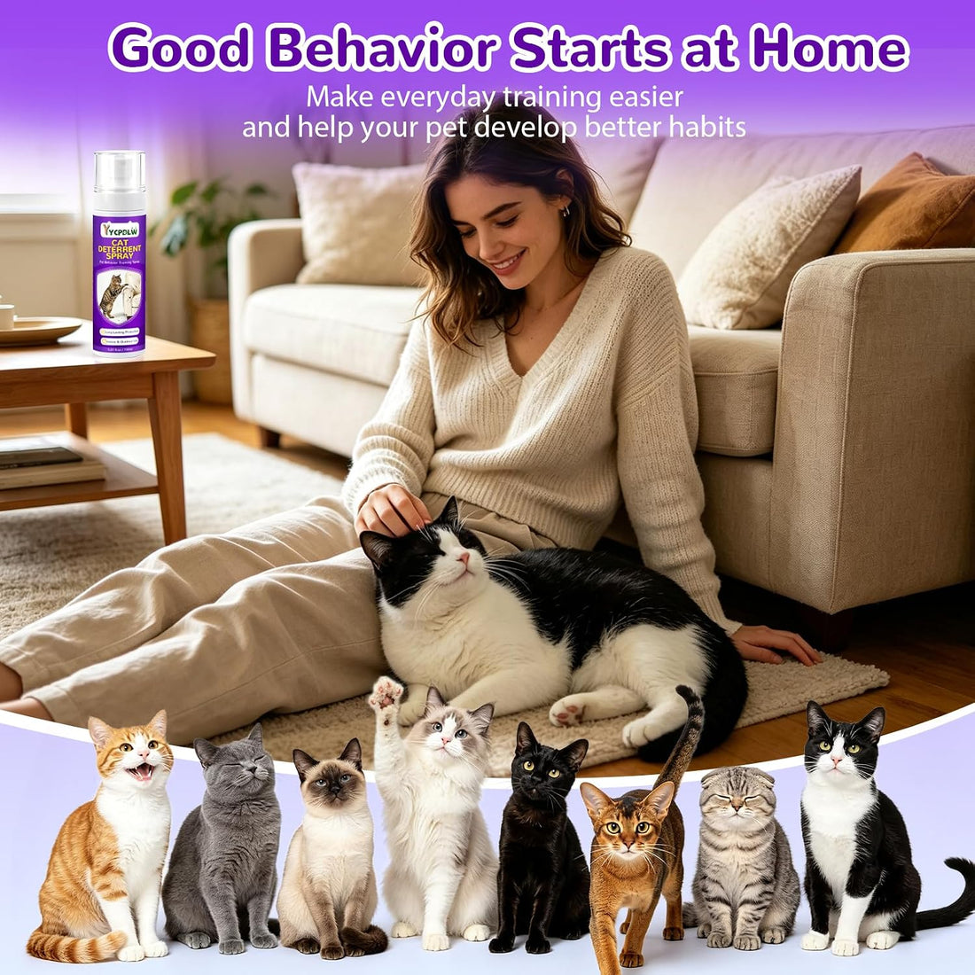 Cat Deterrent Spray for Furniture, 150ML Cat Scratch Deterrent Spray