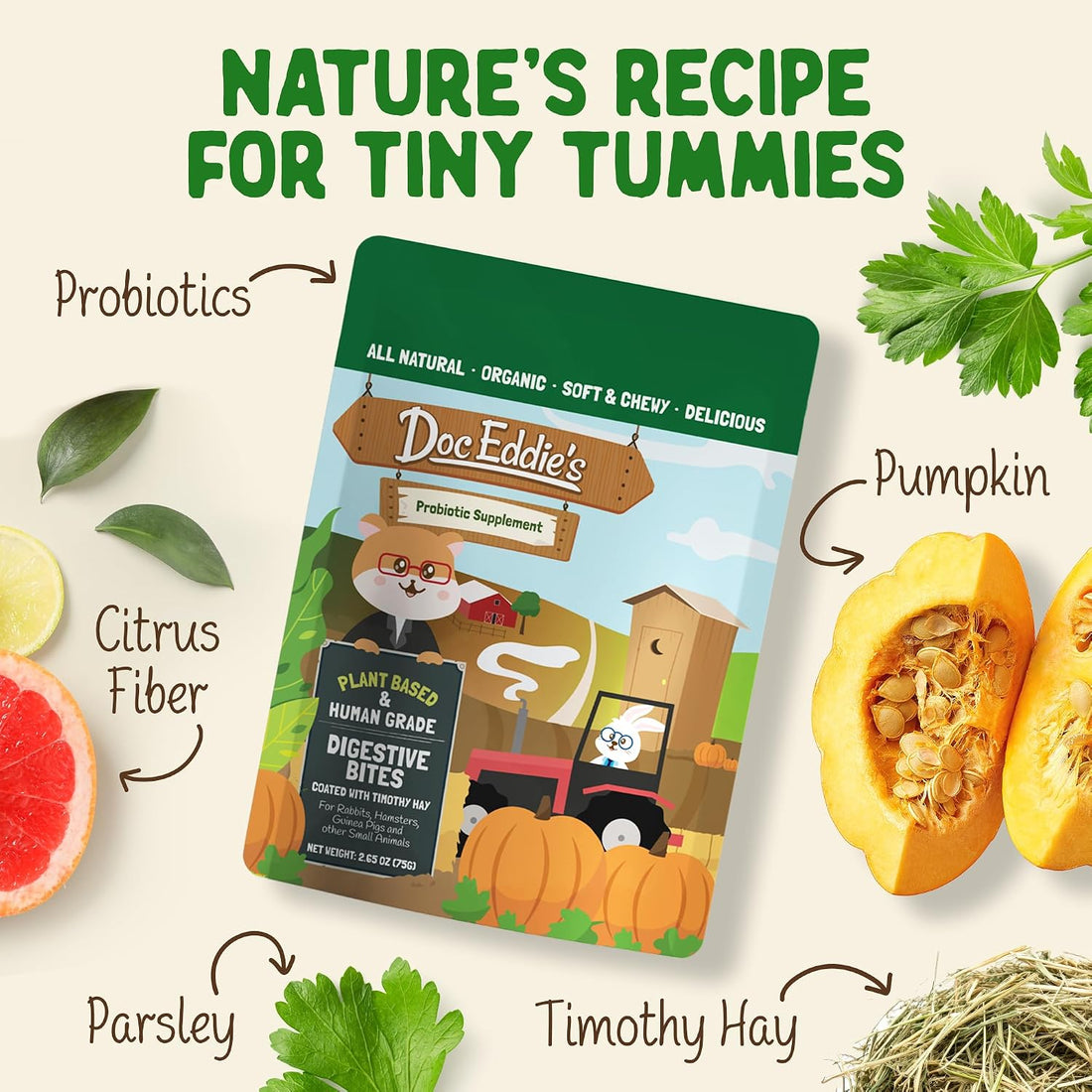 DOC EDDIE'S Digestive Bites - Plant-Based Small Animal Treats