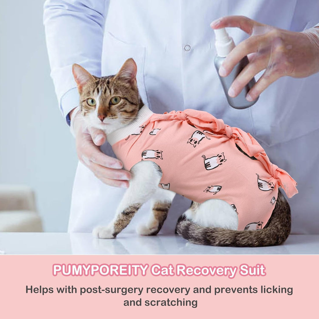 PUMYPOREITY Cat Recovery Onesie - Post-Surgery Kitten Suit, Female