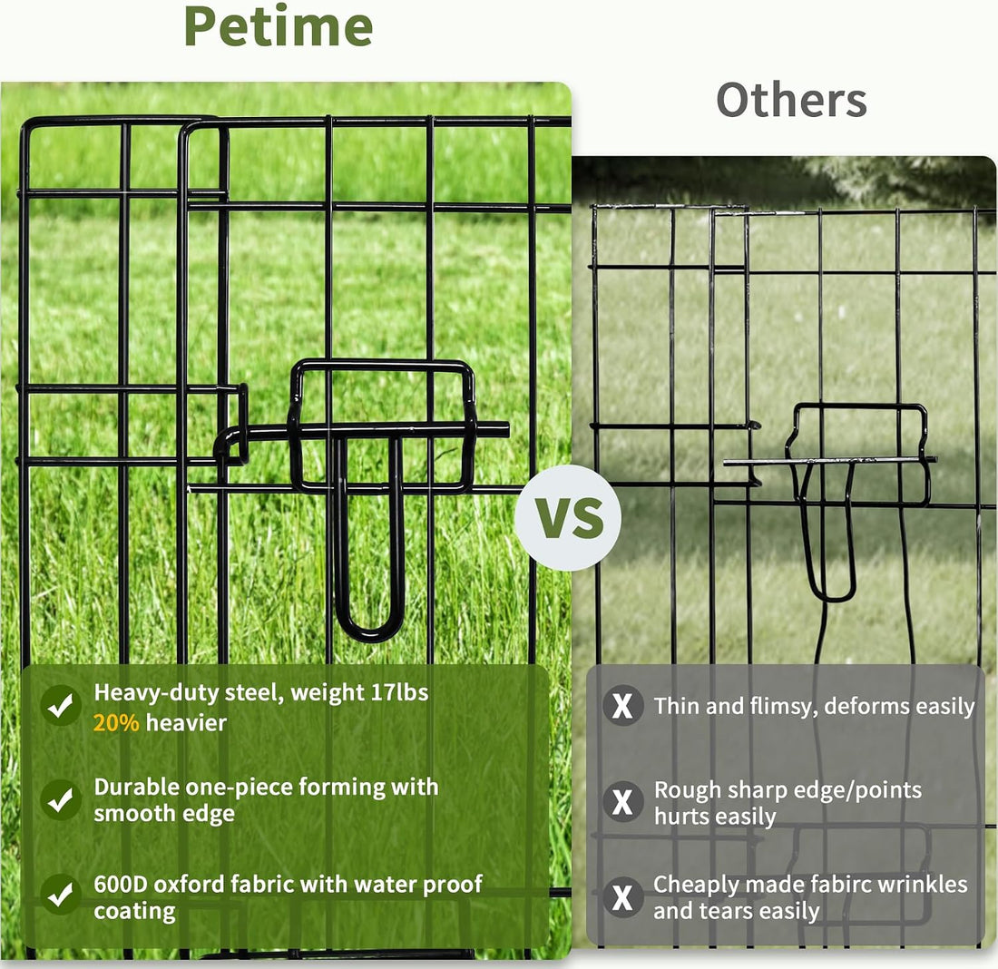 PETIME Foldable Metal Dog Exercise Pen/Pet Puppy Playpen Kennels Yard