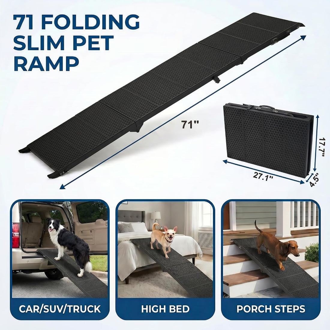 Dog Ramp for Car 71" X 17.6" Extra Long Folding Aluminum Pet Ramp