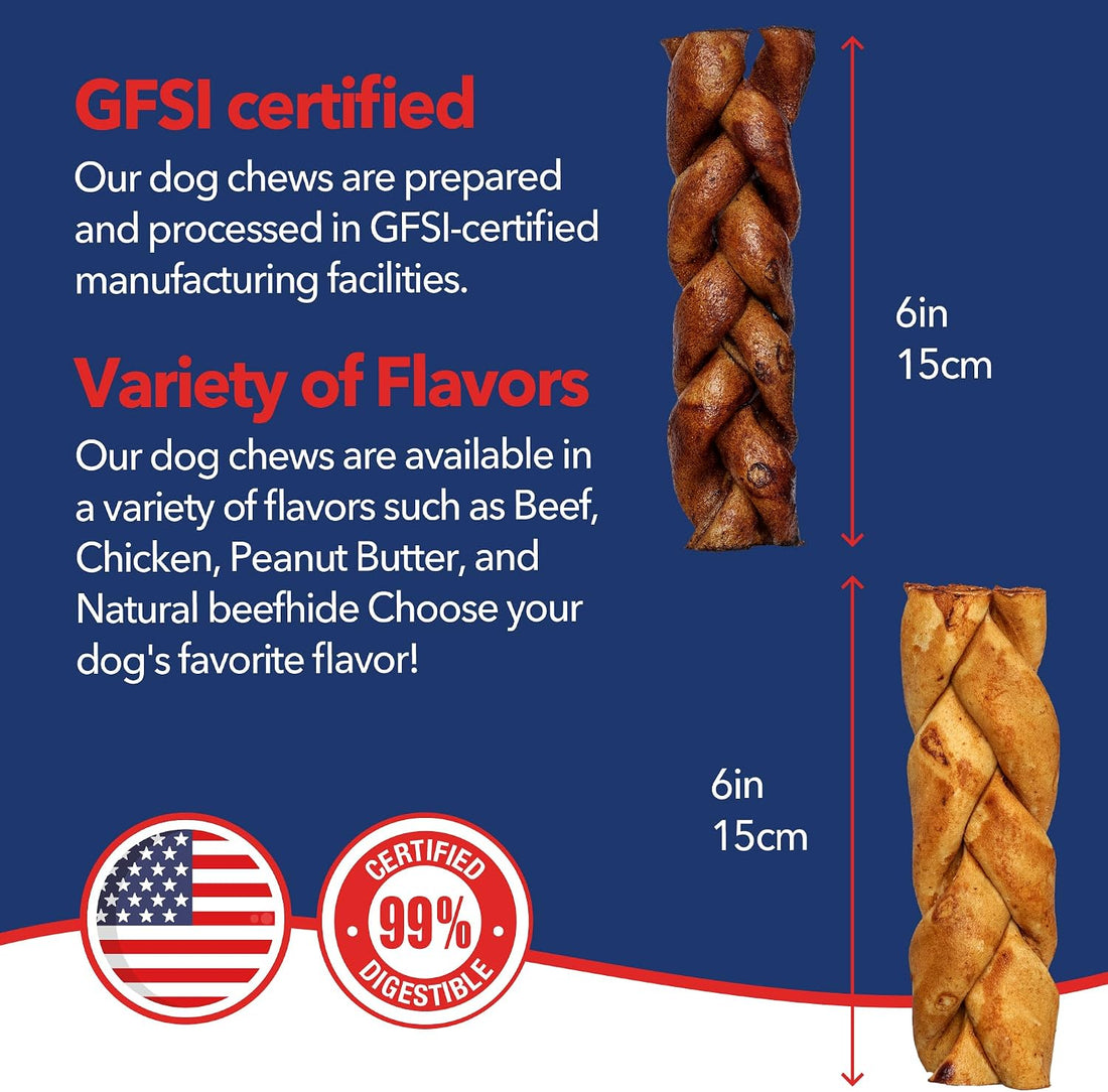 Pet Factory 100% USA Made Natural Beefhide Dog Chew Sticks