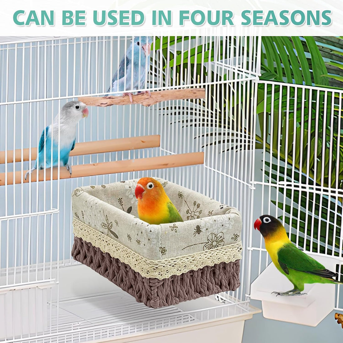 kathson Bird Nest Parrot House Birds Sleeping Bed Straw Weave All