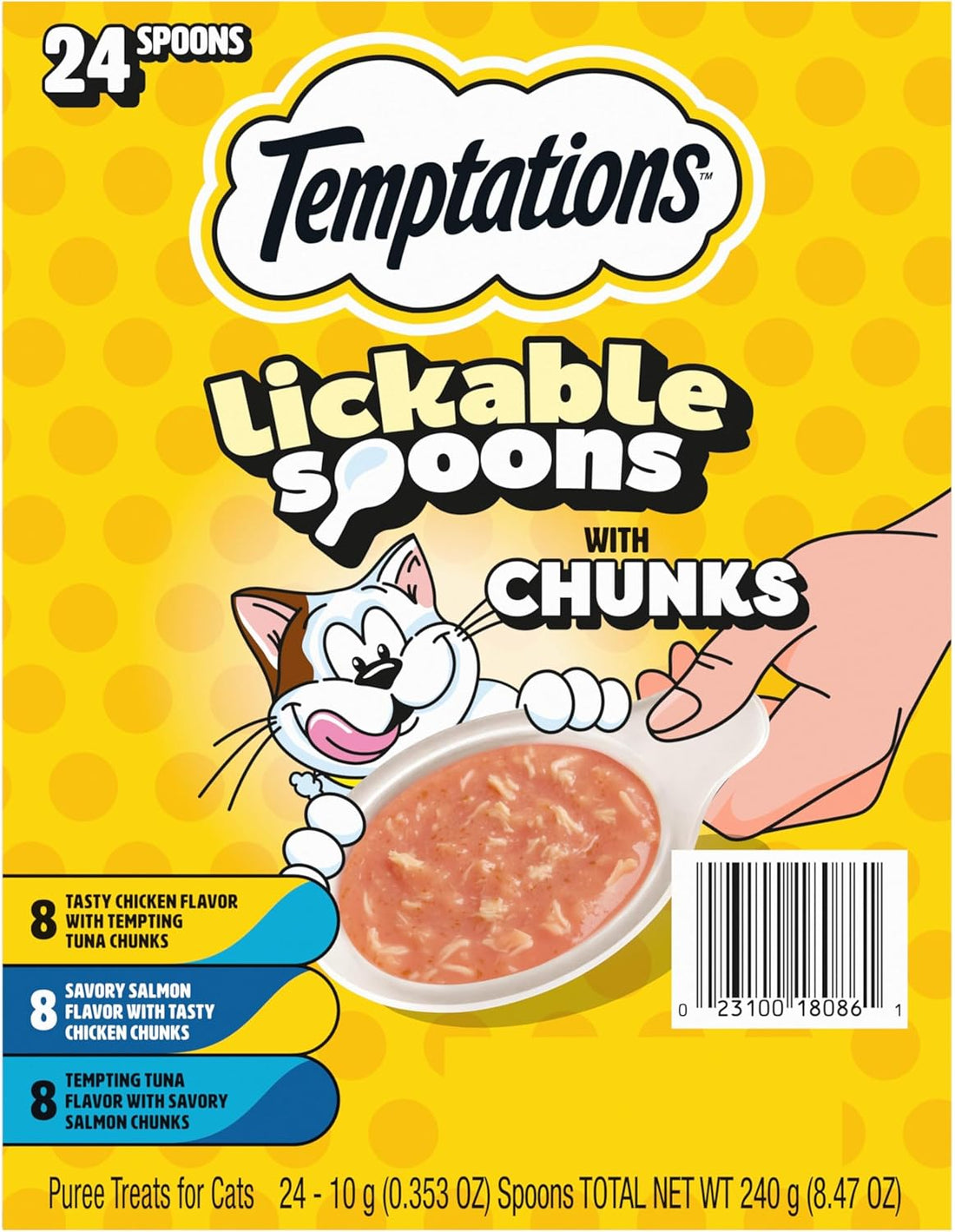 Temptations Lickable Spoons with Chunks Wet Cat Treats, Variety