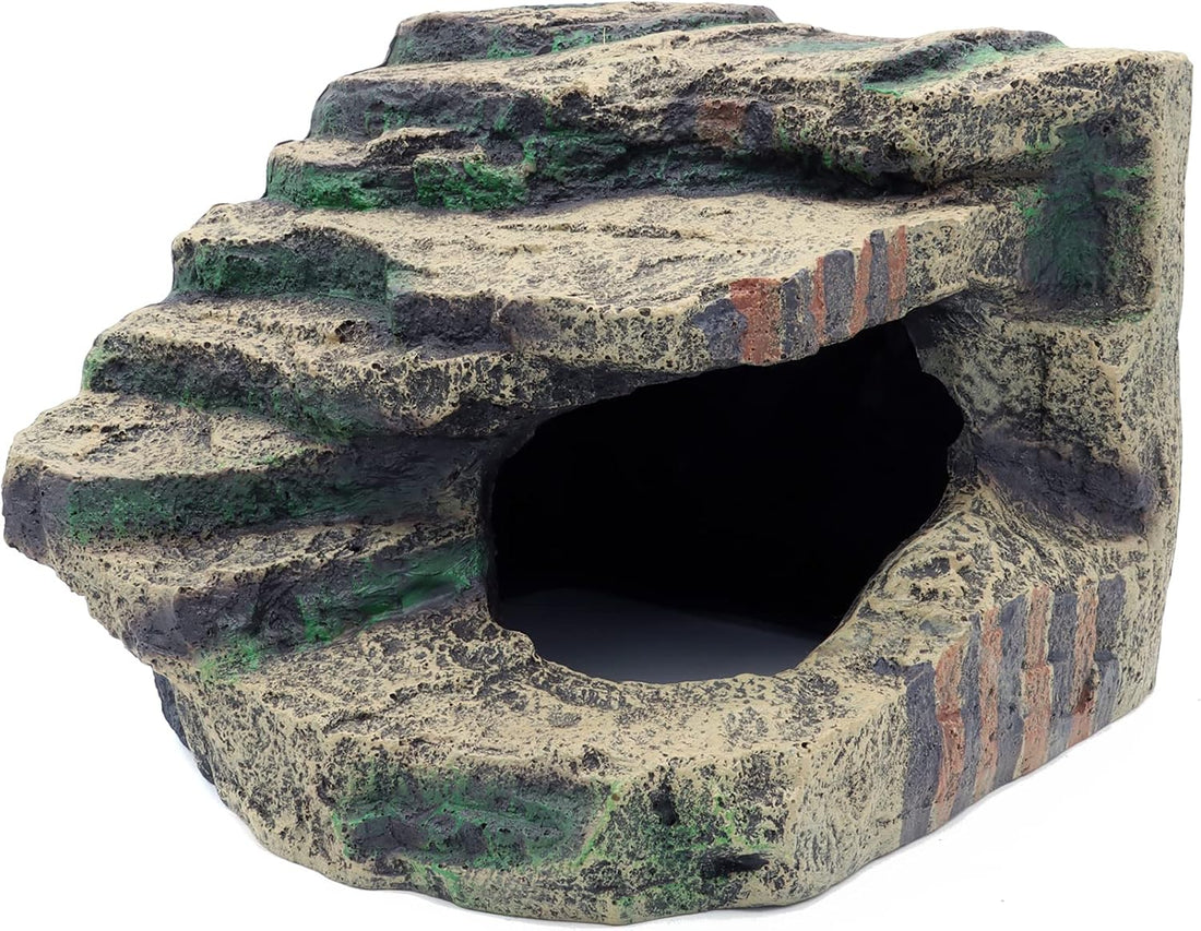Resin Reptile Hideouts Cave Habitat Decor, B- Extra Large